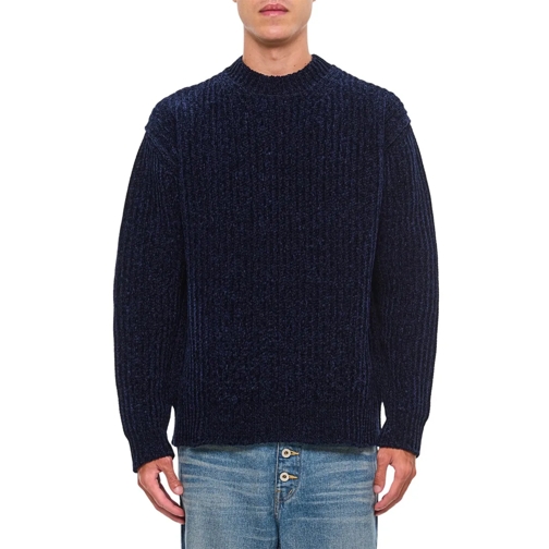 Junya Watanabe Pullover Textured Ribbed Crewneck Sweater Blue