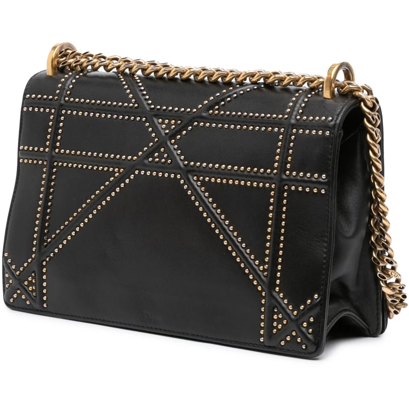 Christian Dior Schultertasche Medium Studded Lambskin Diorama Flap schwarz