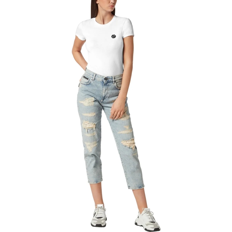 Philipp Plein Cropped-Jeans Jeans Mom Fit hell-blau(Image 4)