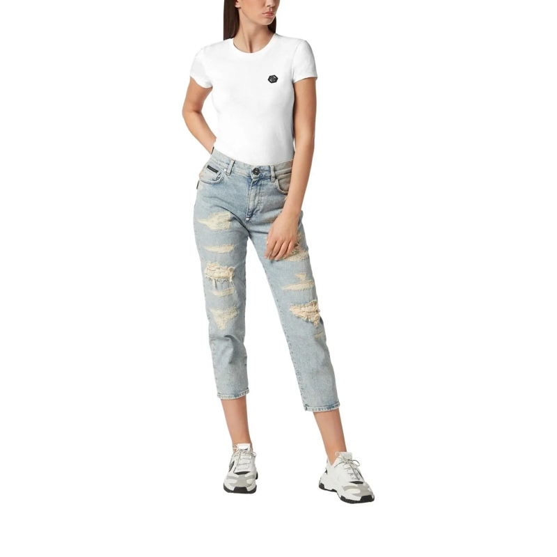 Philipp Plein Cropped-Jeans Jeans Mom Fit hell-blau(Image 3)