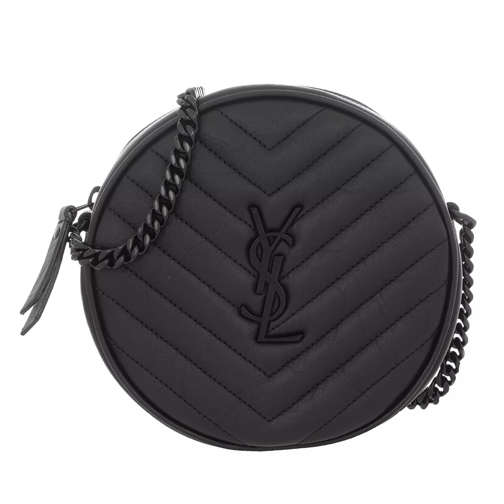 Saint Laurent Vinyle Round Camera Bag Leather Black Canteen Bag