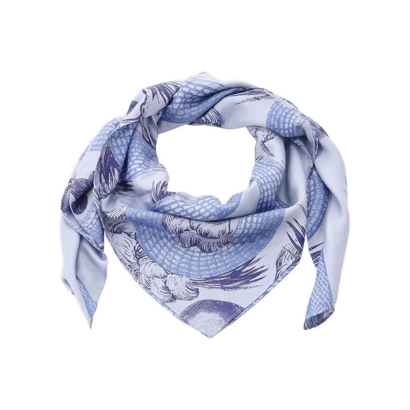 Friendly Hunting Leichter Schal Tuch Cube aus Seide Blau