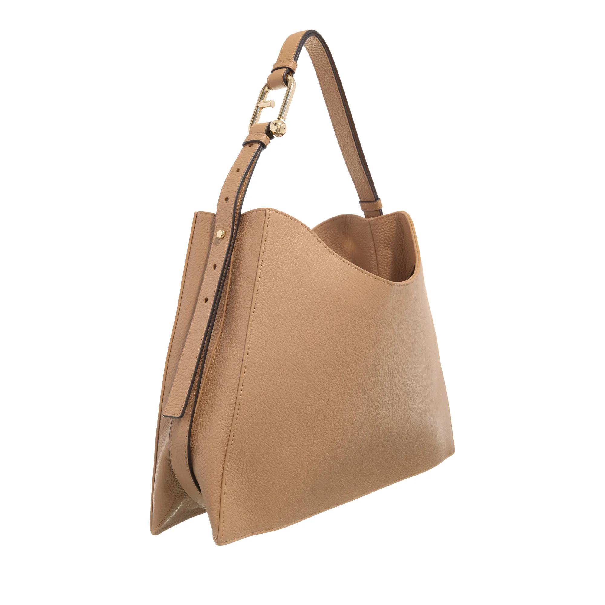 Furla leren schoudertas Nuvola L lichtbruin