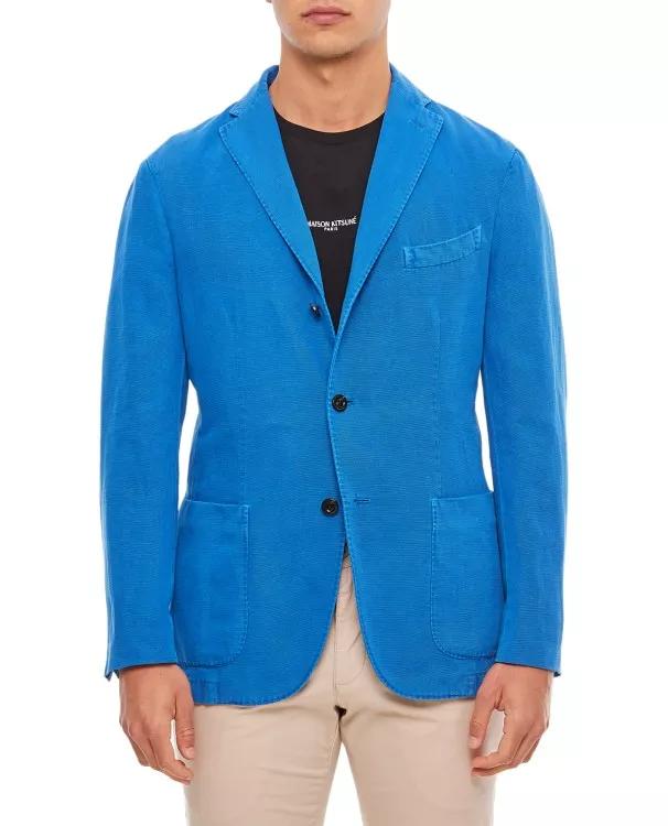 Boglioli - Single-Breasted Jacket 2 Buttons In Cotton Canvas - Größe 46 - blue