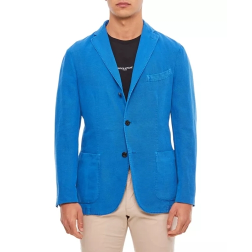 Boglioli Single-Breasted Jacket 2 Buttons In Cotton Canvas Blue 