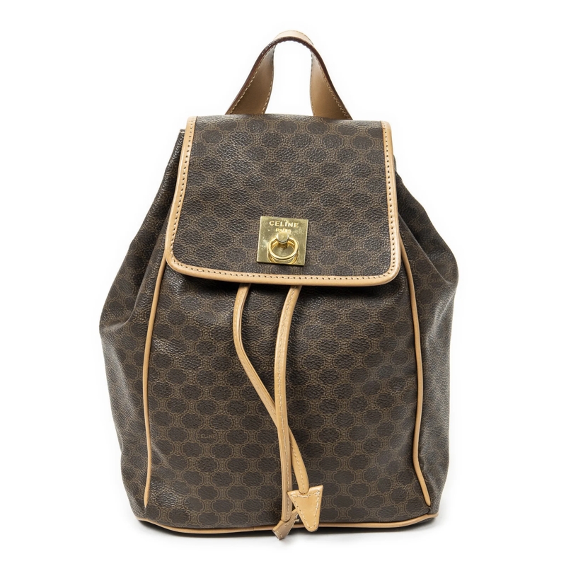 Celine Crossbody Bag Small Flap Drawstring Backpack braun