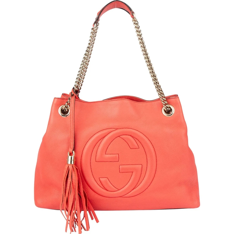 Gucci Fourre-tout Gucci Coral Leather GG Soho Crossbody Bag rot