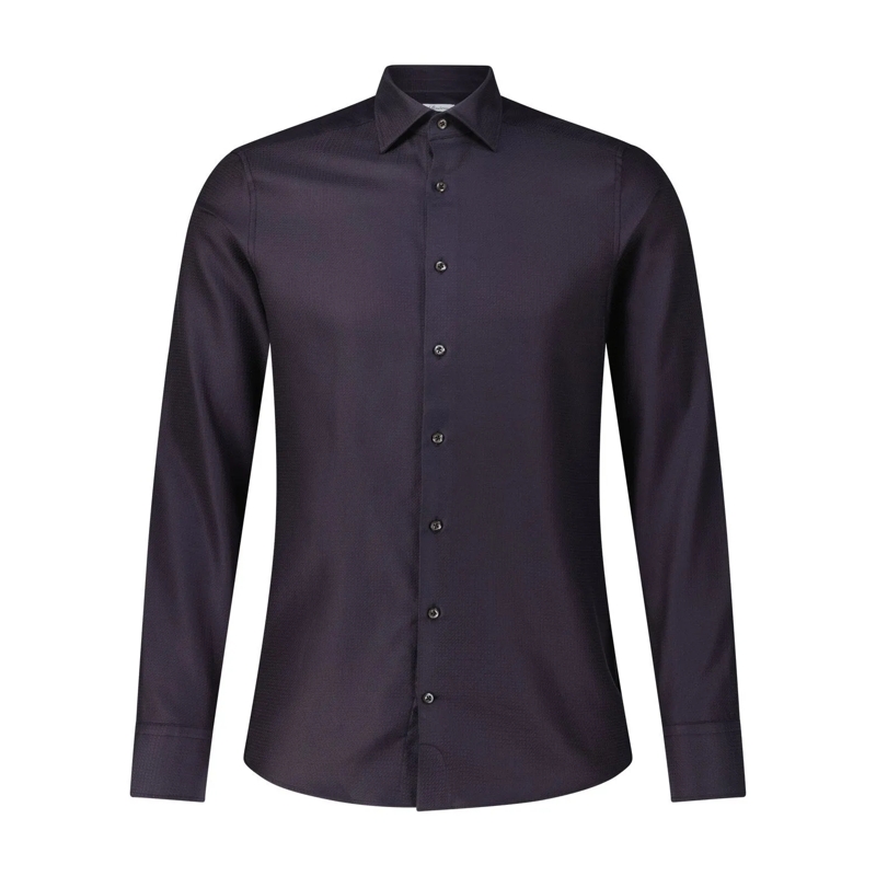 STENSTRÖMS Overhemd Fein gemustertes Hemd in Slim-Fit schwarz