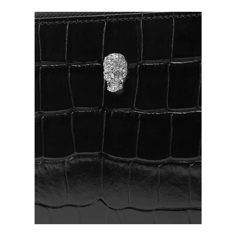 Philipp Plein Geldbörse Mid-Zip Brieftasche Cocco Crocco Print schwarz(Image 3)