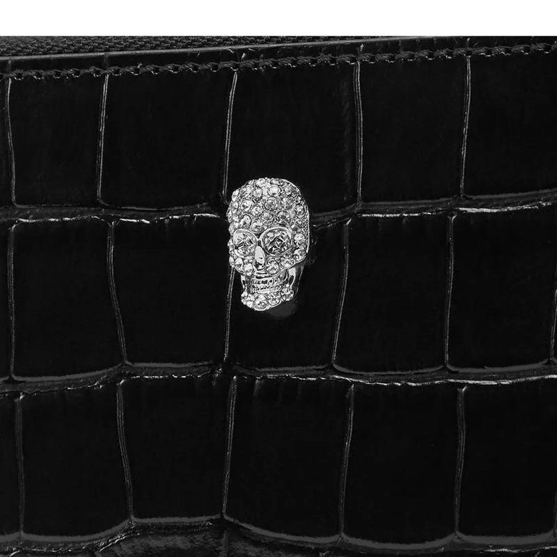 Philipp Plein Portemonnaie mit Zip-Around-Reißverschluss Mid-Zip Brieftasche Cocco Crocco Print schwarz(Image 3)