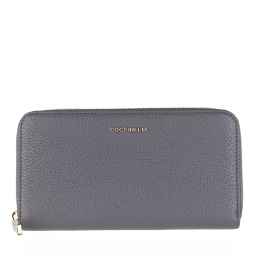 Coccinelle Wallet Grainy Leather Ash Grey Portemonnaie mit Zip-Around-Reißverschluss