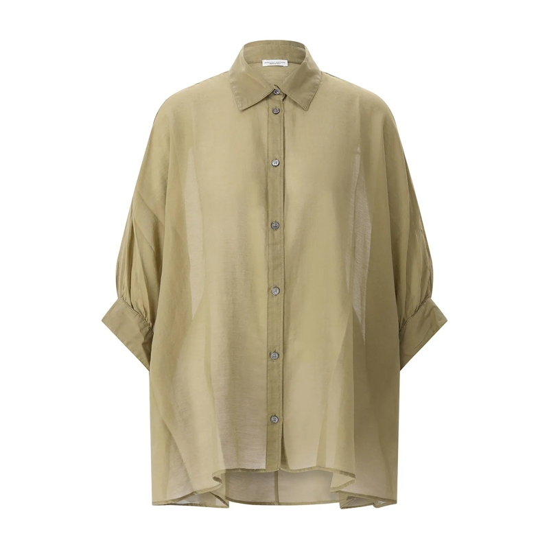 Roberto Collina Chemisier Hemdbluse aus Baumwollmix grün