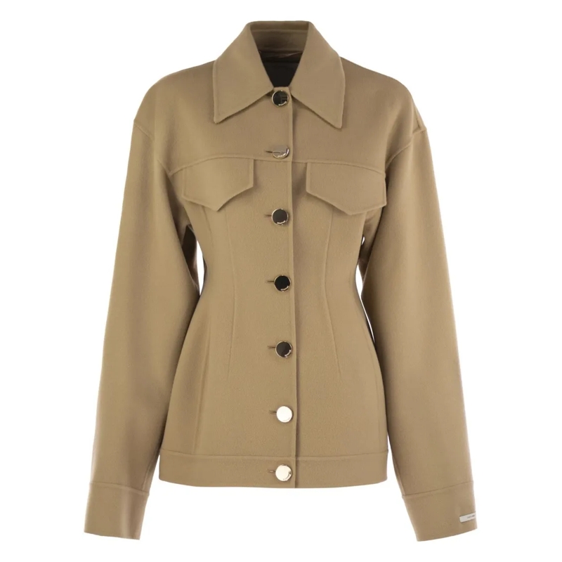 Sportmax Manteau d'hiver Egeo - Tight-Fitting Wool Caban Neutrals