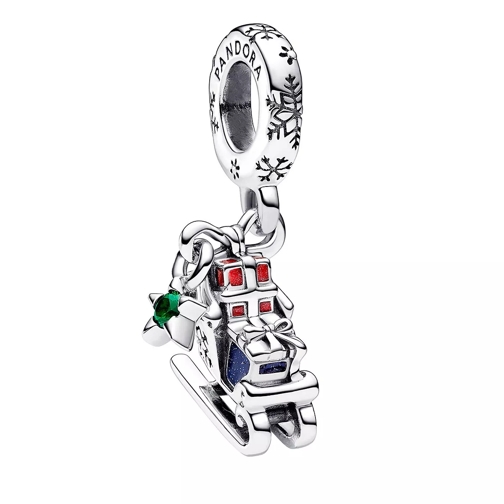 Pandora Christmas sleigh sterling silver dangle with royal Multicolor Pendentif