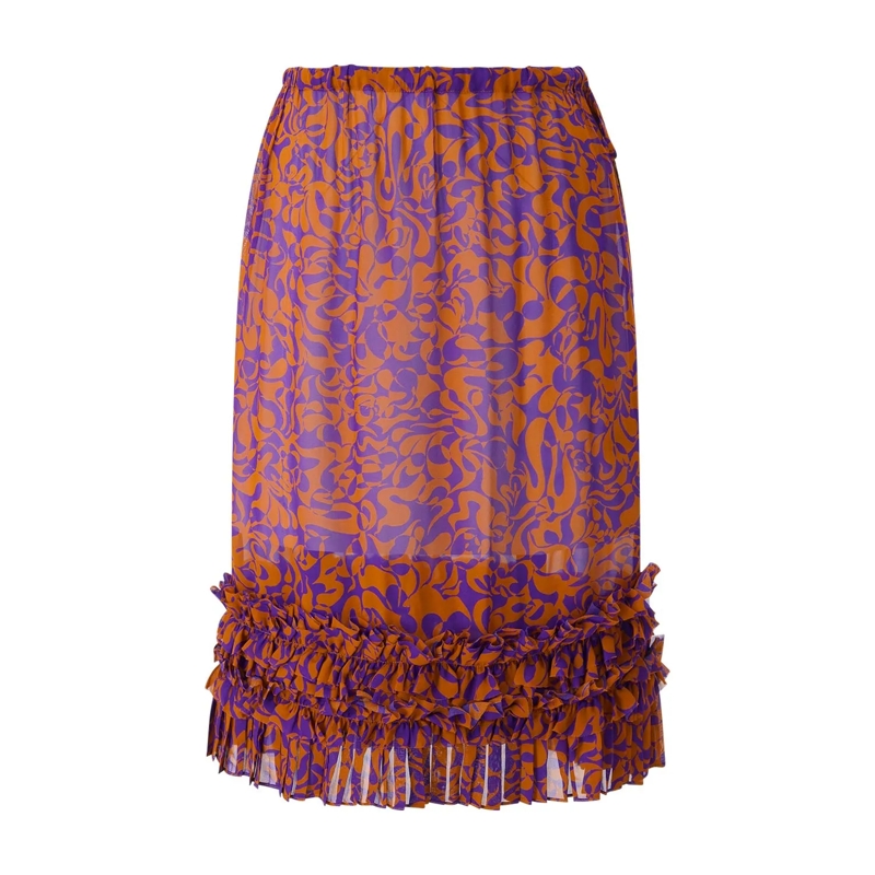 Dries Van Noten Maxirok Midirock Scotts mit Muster orange