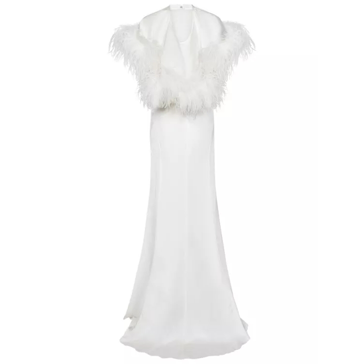 The Attico Pure White Feather Dress White Kleider