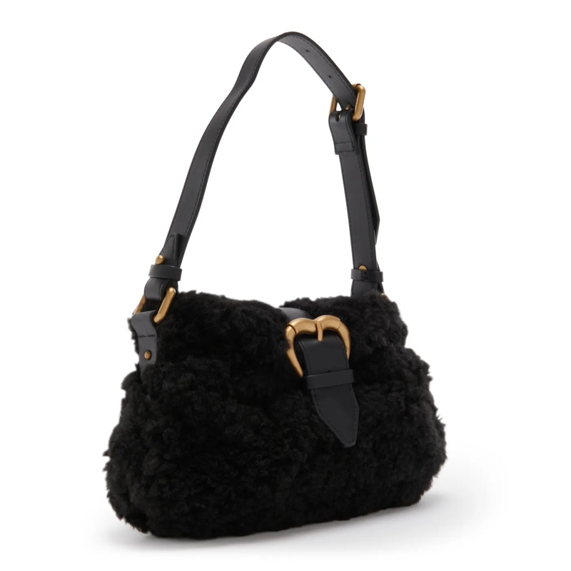 Pinko Schultertasche Jolene Shoulder Mini Nero Limousine-Chocolate Gold(Image 9)