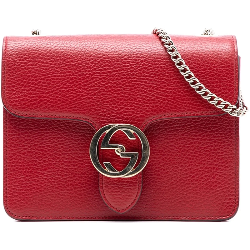 Gucci Schultertasche Small Dollar Calfskin Interlocking G Crossbody rot