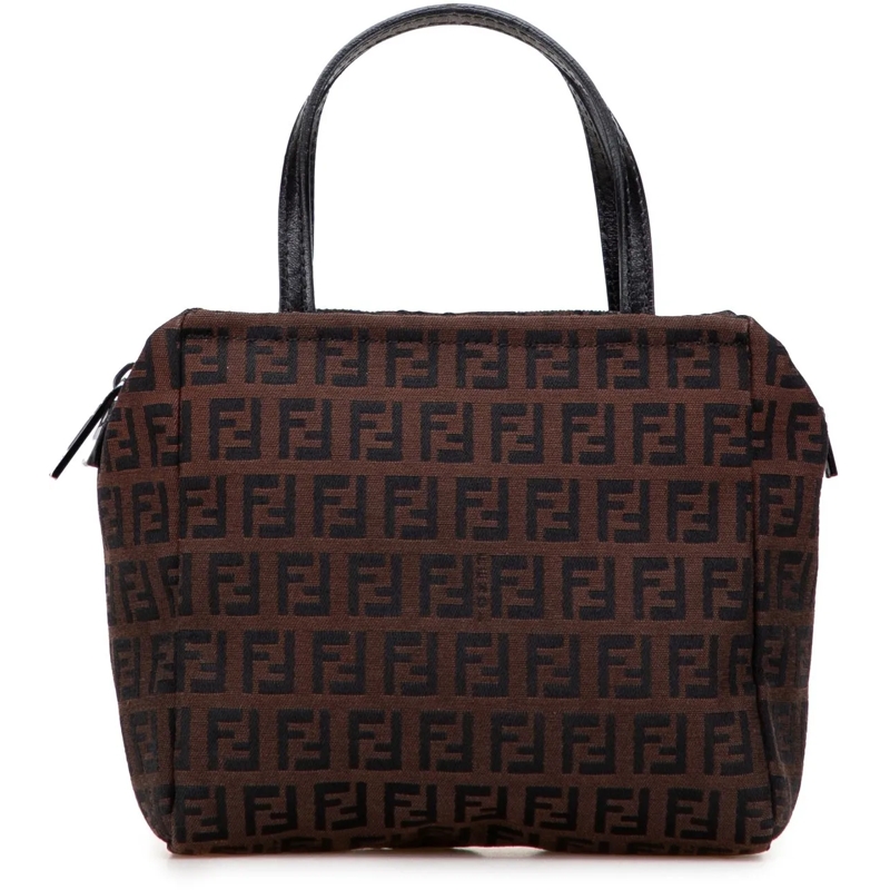 Fendi Tote Mini Zucchino Canvas Handbag braun