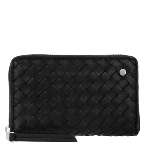Abro Piuma Braided Zip Around Small Wallet Black/Nickel Portemonnaie mit Zip-Around-Reißverschluss