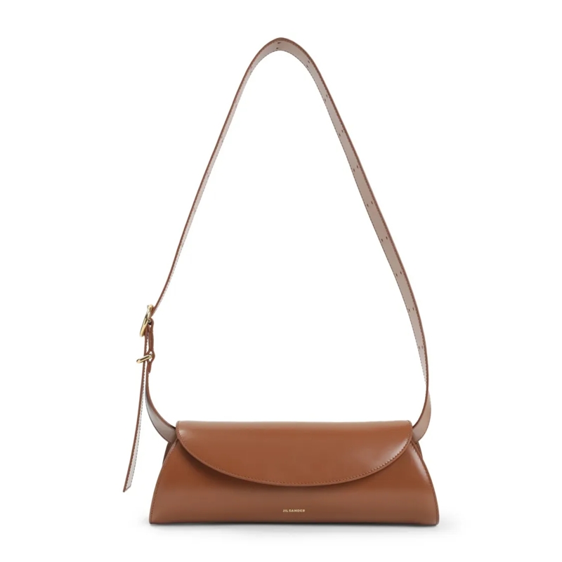Jil Sander Schultertasche Structured Brown Calf Leather Cannolo Shoulder Bag Brown
