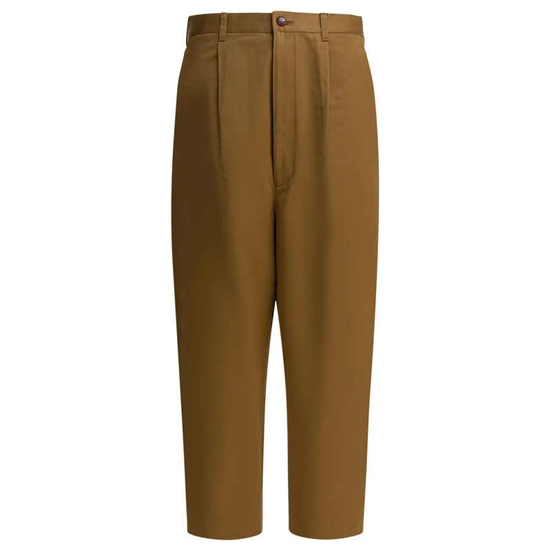 Junya Watanabe Pantalon de costume Straight-Leg Cotton Trousers With Classic Waistban Brown