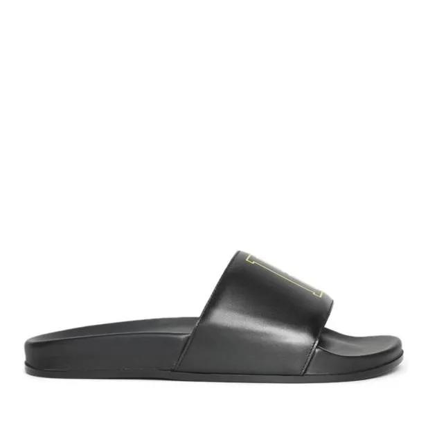 Rhude Loafers & Ballerinas - Logo-Print Leather Slides - Gr. 12 - in Schwarz - für Damen