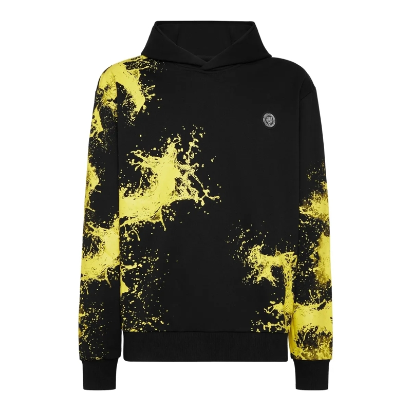 Plein Sport Top Kapuzen-Sweatshirt Splash schwarz