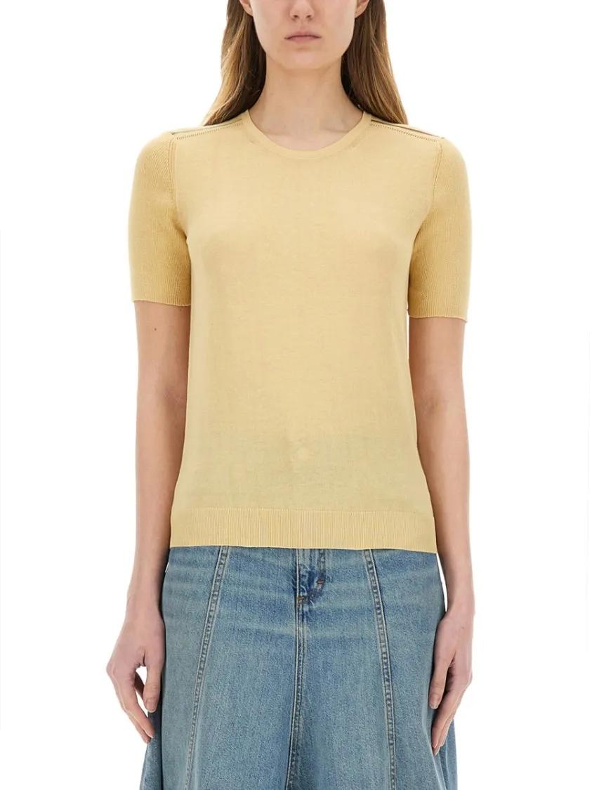 Thumbnail - Paul Smith - Short Sleeve Slim Fit Knitted Top - Größe S - gelb