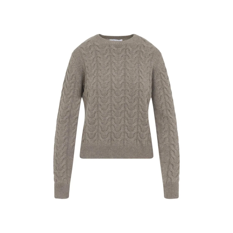 Max Mara Pullover Cable Knit Cashmere Sweater Brown