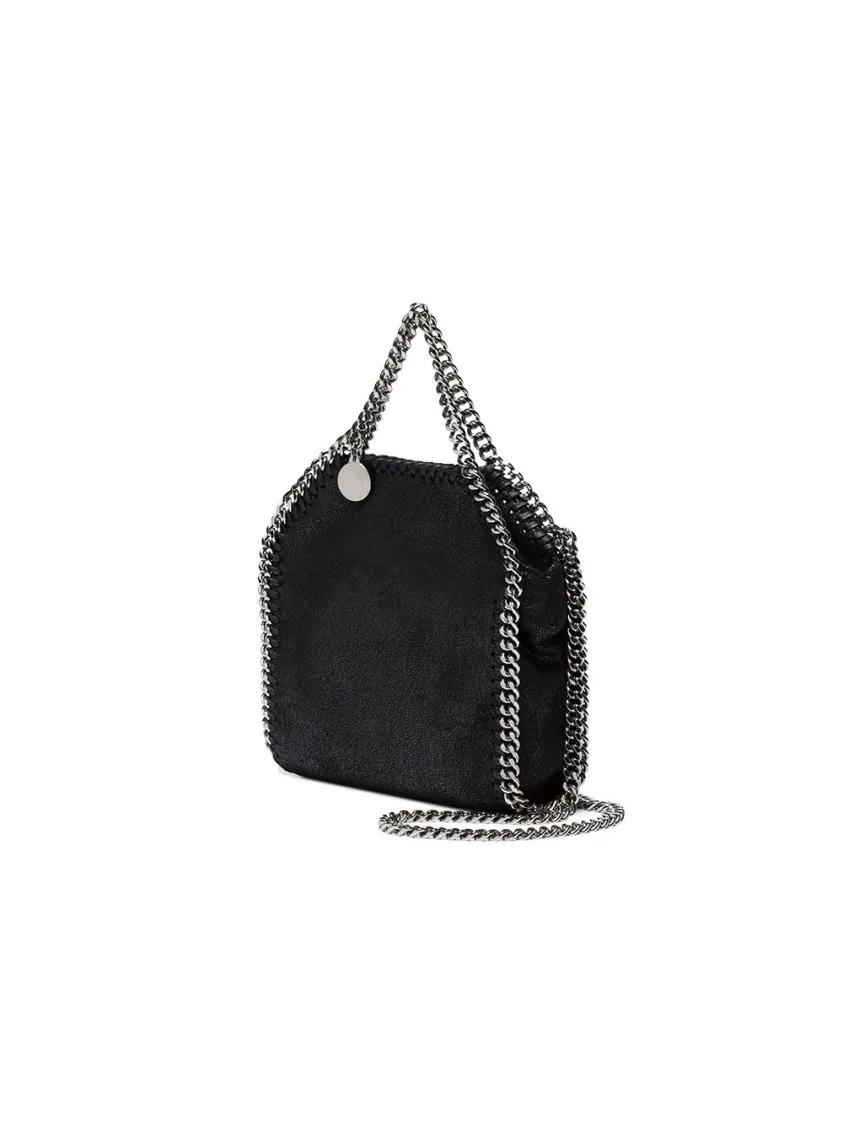 Stella Mccartney Hobo bags Compact Black Faux-Leather Shoulder Bag With Chain in zwart