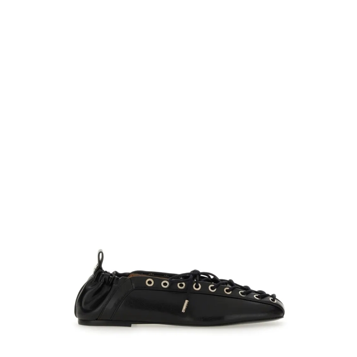 GANNI Lace-Up Ballet Flat Black | Ballerinas