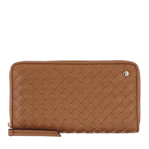Abro Piuma Wallet Weaving Leather Cuoio Portemonnaie mit Zip-Around-Reißverschluss