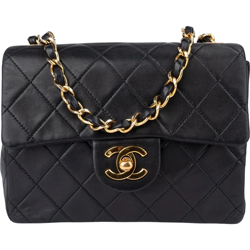 Chanel Sac à bandoulière Chanel Quilted Lambskin 24K Gold Single Flap Cross schwarz