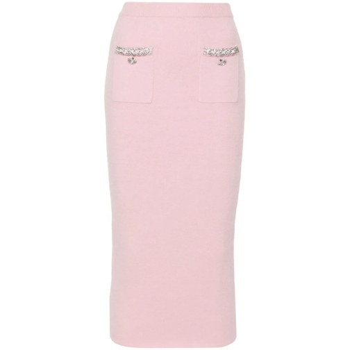 Self Portrait Pink Knitted Midi Skirt Pink Midi-Röcke