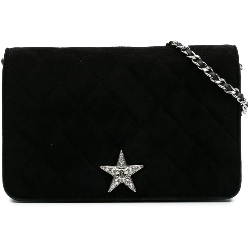 Chanel Sac à bandoulière Quilted Suede Cocostellar Wallet on Chain schwarz