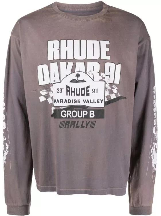 Rhude - Dakar 91 Long-Sleeve T-Shirt - Größe M - gray