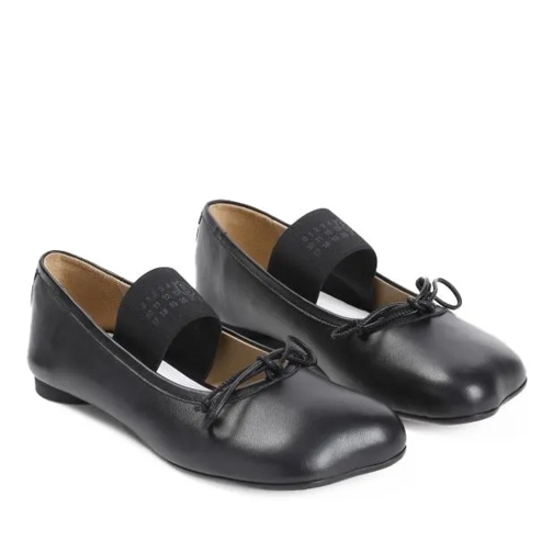 MM6 Maison Margiela Black Ovine Leather Ballet Shoe Black Ballerinaskor