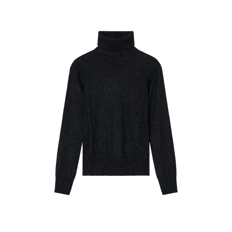 Armani Exchange Trui met col Luminous Finish Turtleneck Sweater Crafted Black