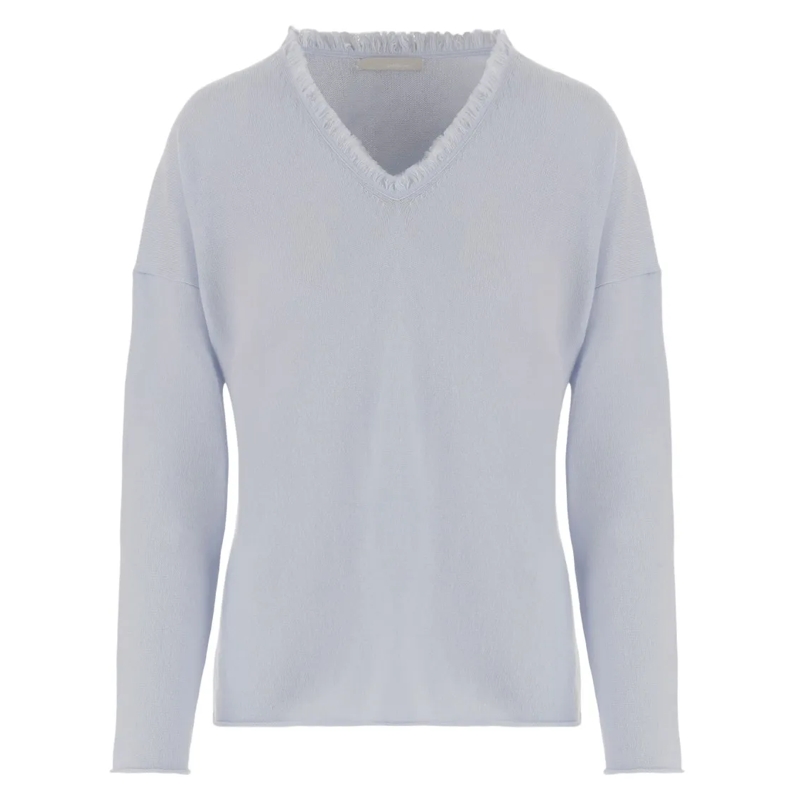 Allude Trui Light Blue Wool And Cashmere Sweater White