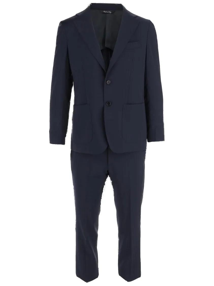 Thumbnail - Brian Dales - Single-Breasted Wool Suit With Tailored Wide-Leg P - Größe 52 - schwarz