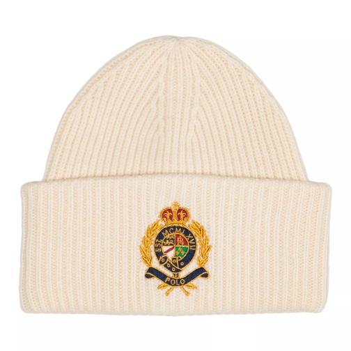 Polo Ralph Lauren Crest Beanie Hat Cold Weather Cream Wool Hat
