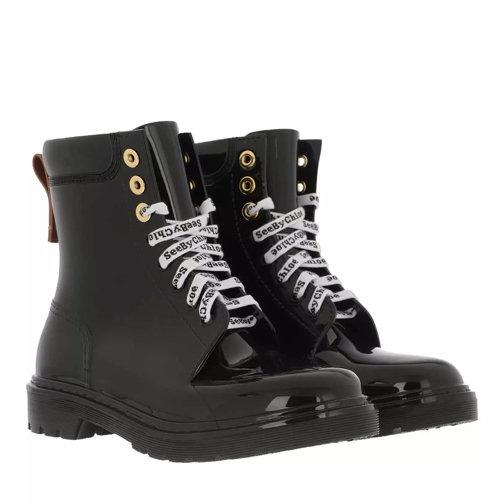 See By Chloé Florrie Rain Combat Boots Black Stivali da pioggia