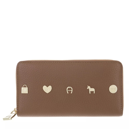 AIGNER Fashion Wallet Dark Toffee Brown Zip-Around Wallet
