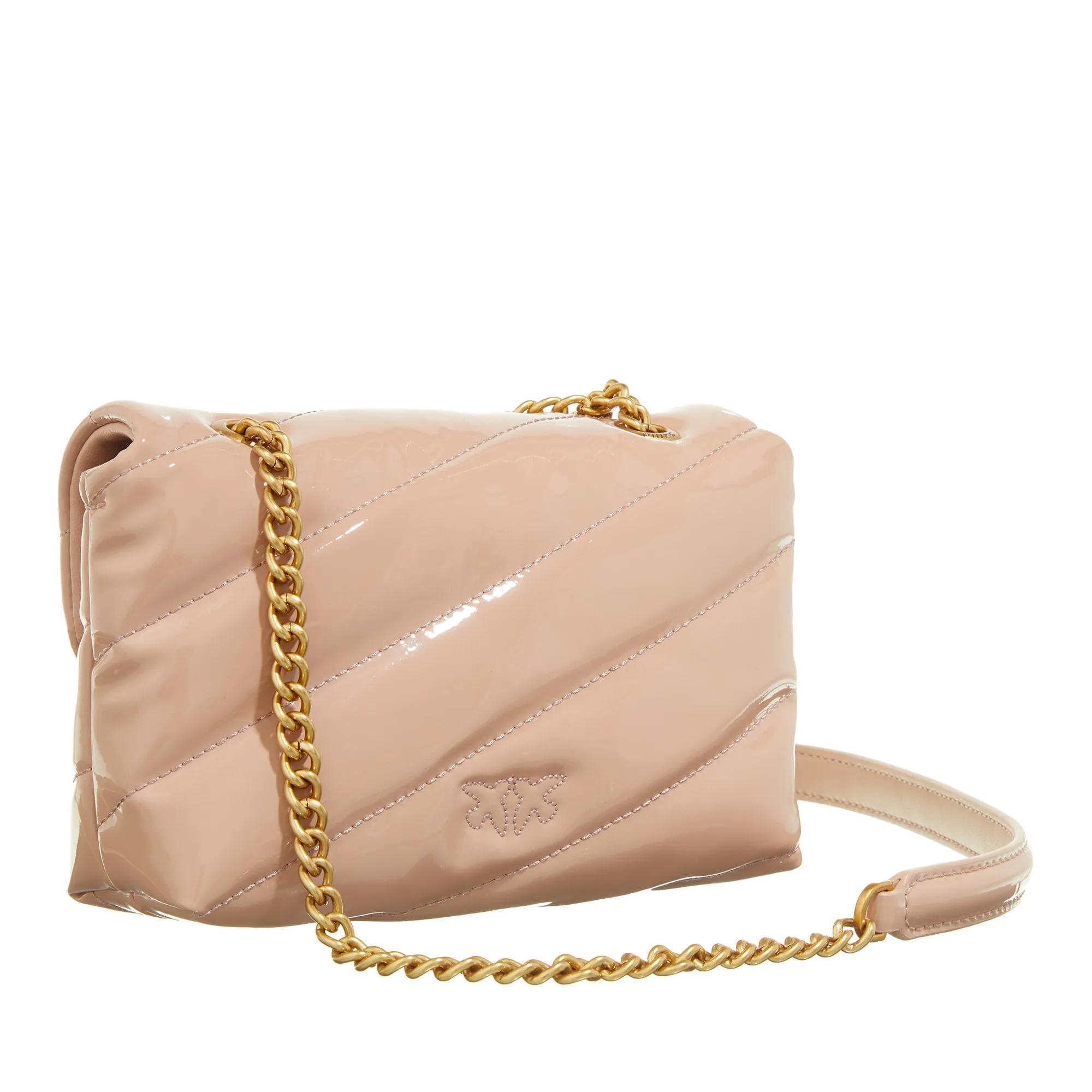 Pinko Glanzende patent schoudertas met charme Pink Dames
