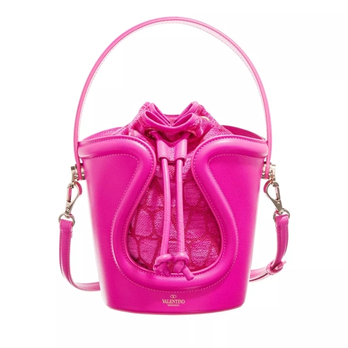 Valentino Garavani La Cinquieme Bucket Bag of Toile Iconographe Pink Bucket Bag