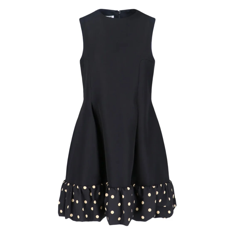 Moschino Midikleid Polka Dot Midi Dress – Black/Beige Black