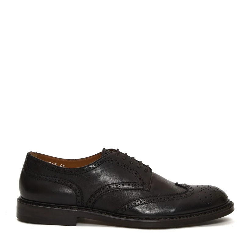 Doucal's Schnürschuhe Brown Leather English Lace-Up Black