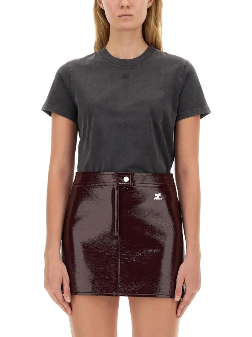 Thumbnail - Courrèges - Vintage-Inspired Relaxed Fit Cotton T-Shirt - Größe L - grau