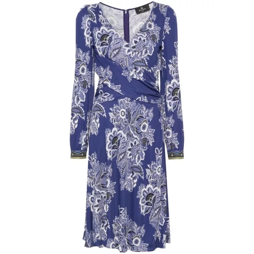 Etro Floral-Print Multicolored Midi Dress Blue 